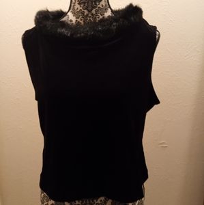 Velvet shell w/fur collar